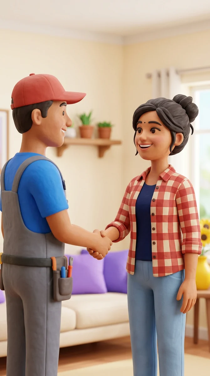 LOOPPER technician shaking hands with a happy homeowner